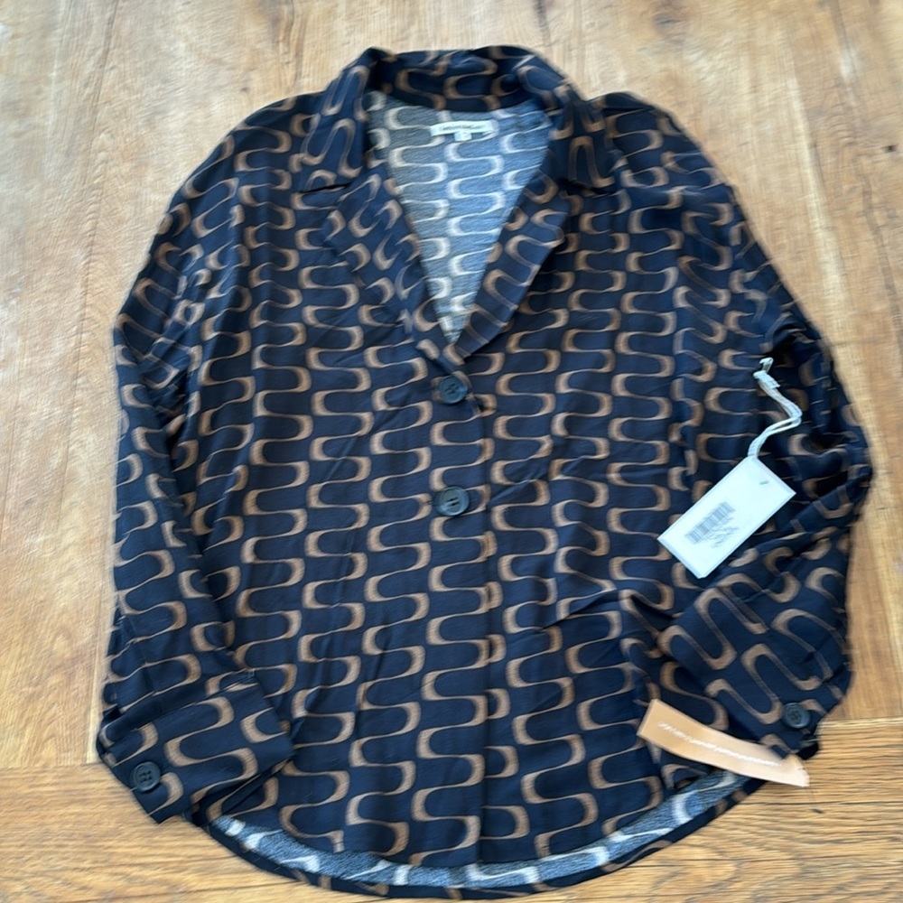 Reformation Black and Brown Patterned Top